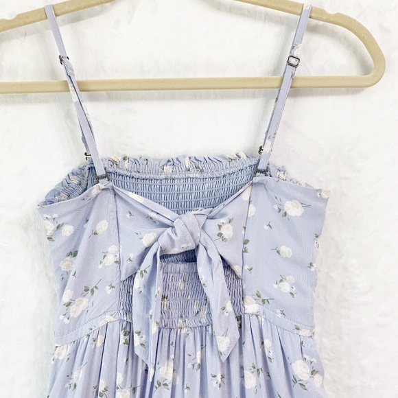 Hollister Floral Smocked Tiered Tie Back Midi Dress Sz S - Picture 7 of 14